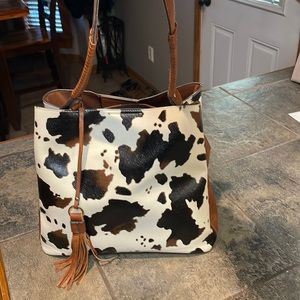 Faux leather cow print purse